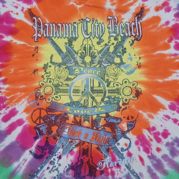 Panama City Tie-Dye Shirt Medium 20x26 Green Peace-&-Love - Picture 7 of 12